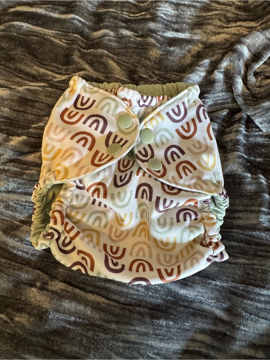 Esembly Other - Neutral Rainbow Print Cloth Diaper Cover - Sage Green Accents